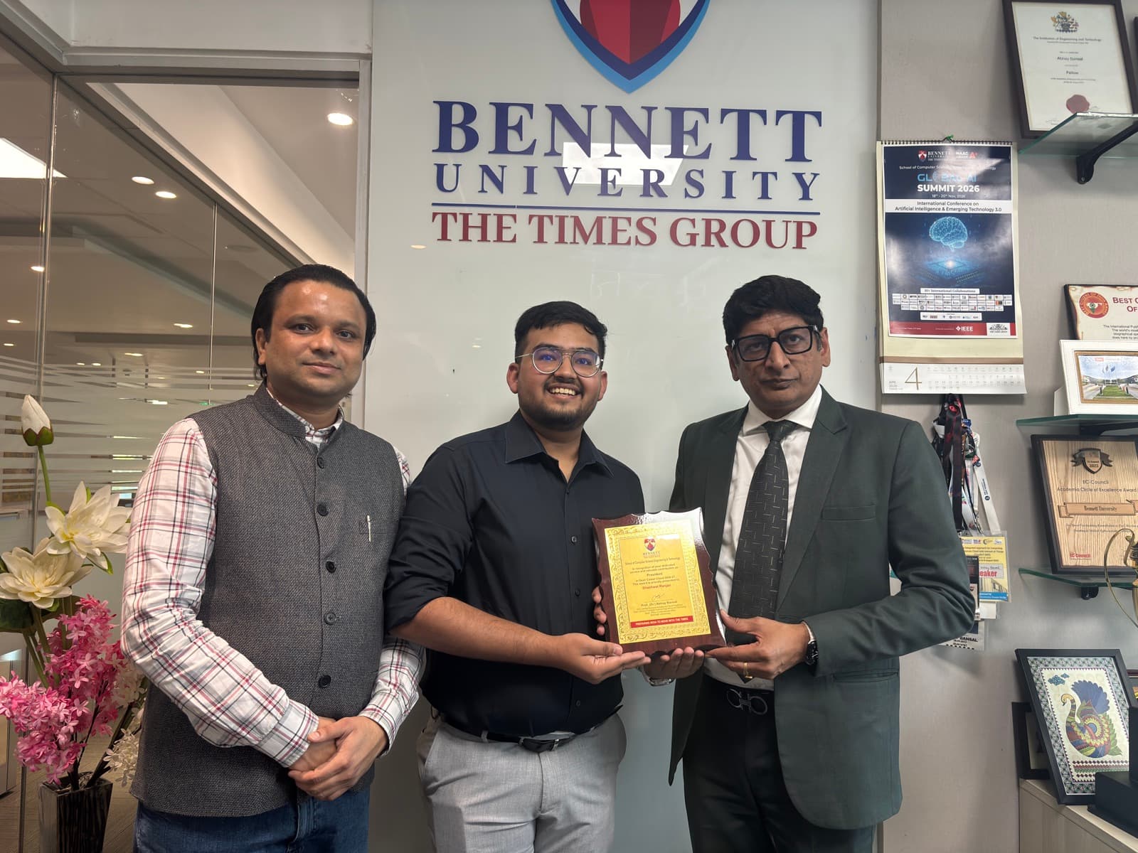 DCC President felicitation at Bennett University